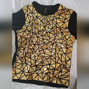 Gold/Black holographic tee